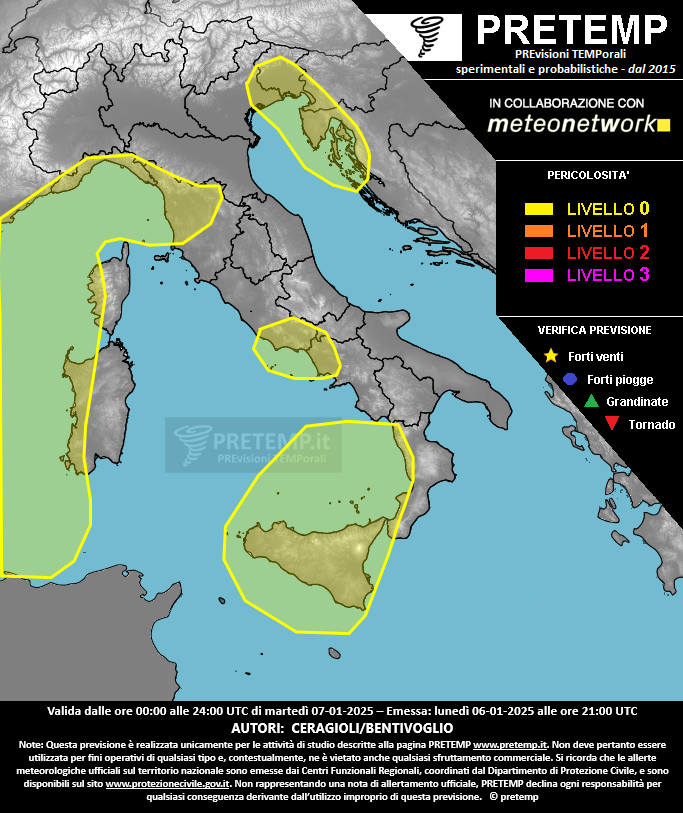 Mappa previsione del 07 gennaio 2025