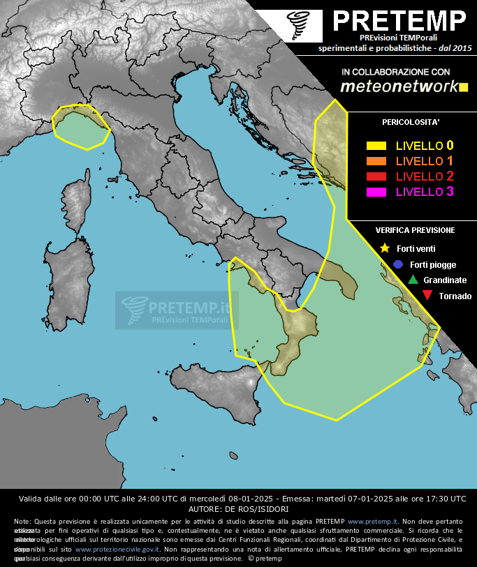 Mappa previsione del 08 gennaio 2025