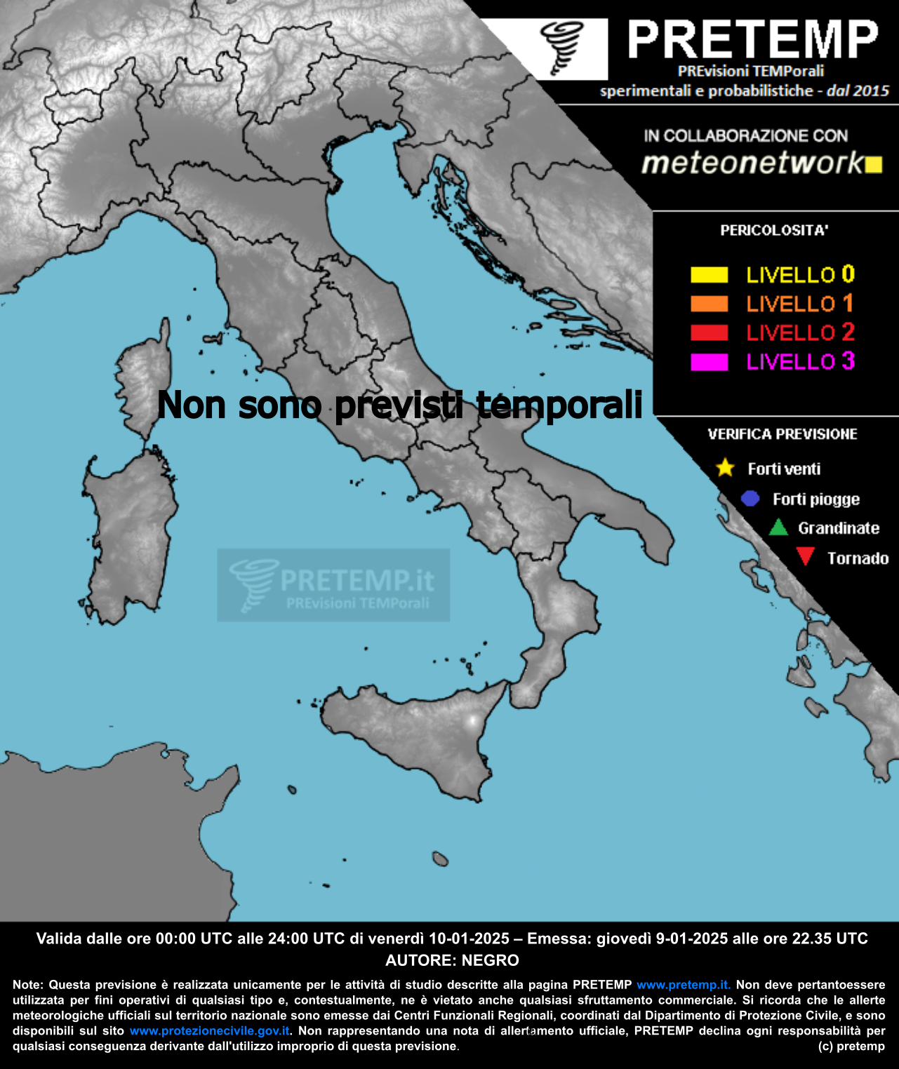 Mappa previsione del 10 gennaio 2025