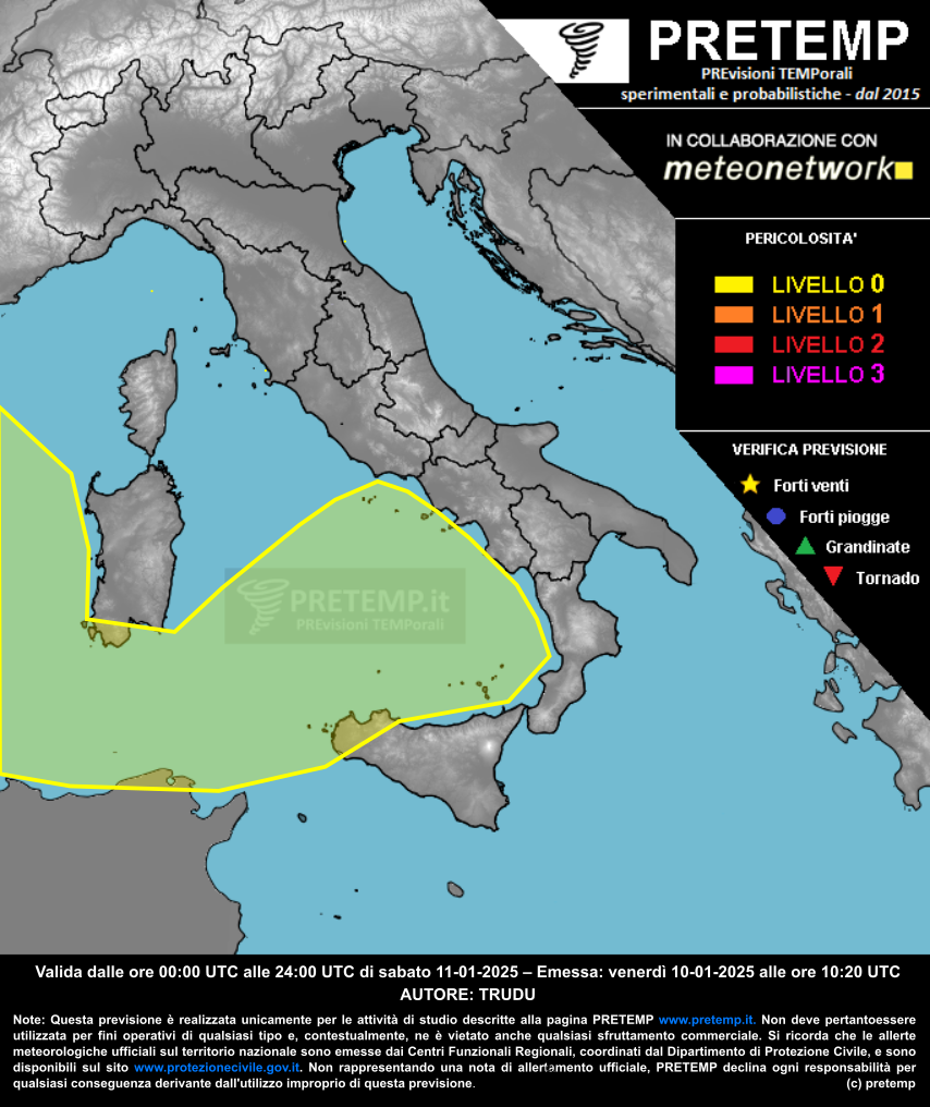 Mappa previsione del 11 gennaio 2025