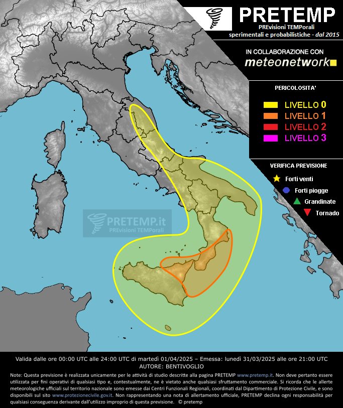 Mappa previsione del 01 aprile 2025