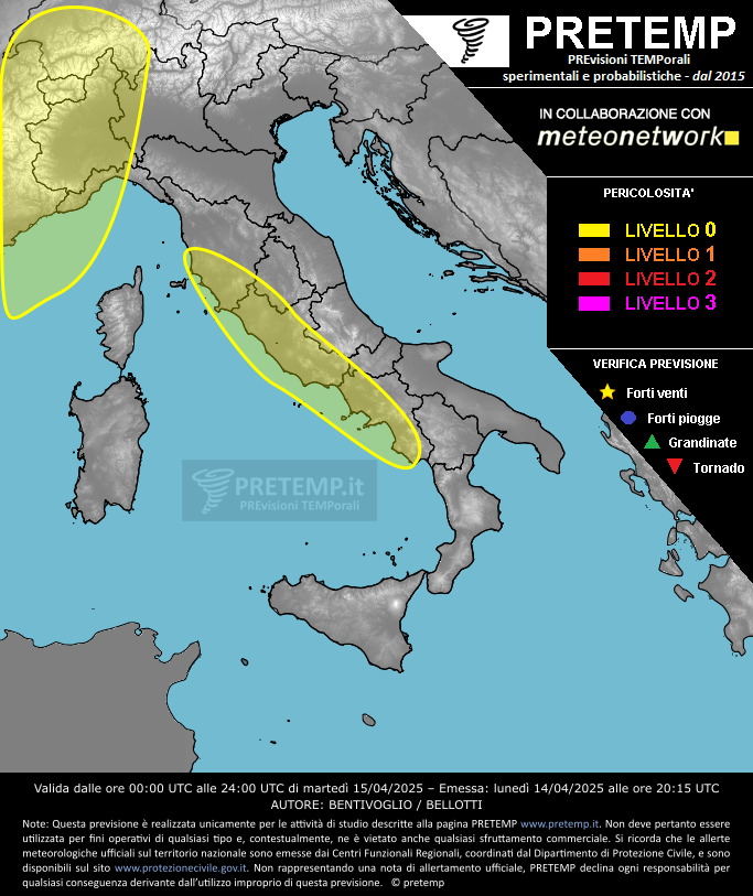 Mappa previsione del 15 aprile 2025
