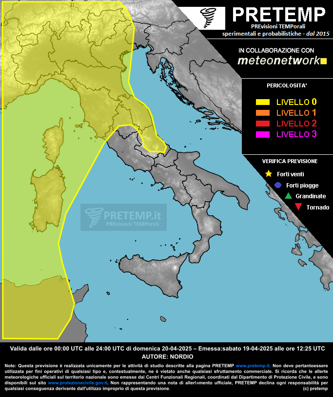 Mappa previsione del 20 aprile 2025