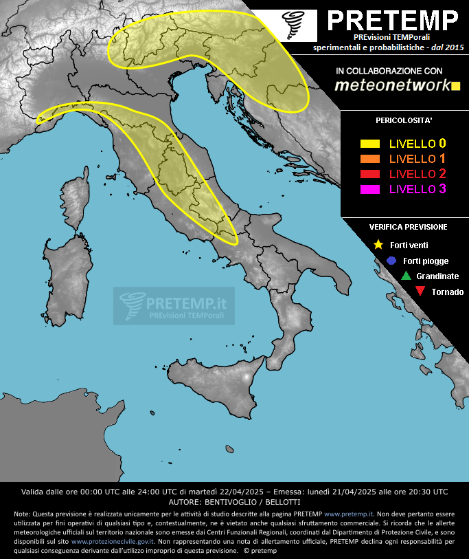 Mappa previsione del 22 aprile 2025