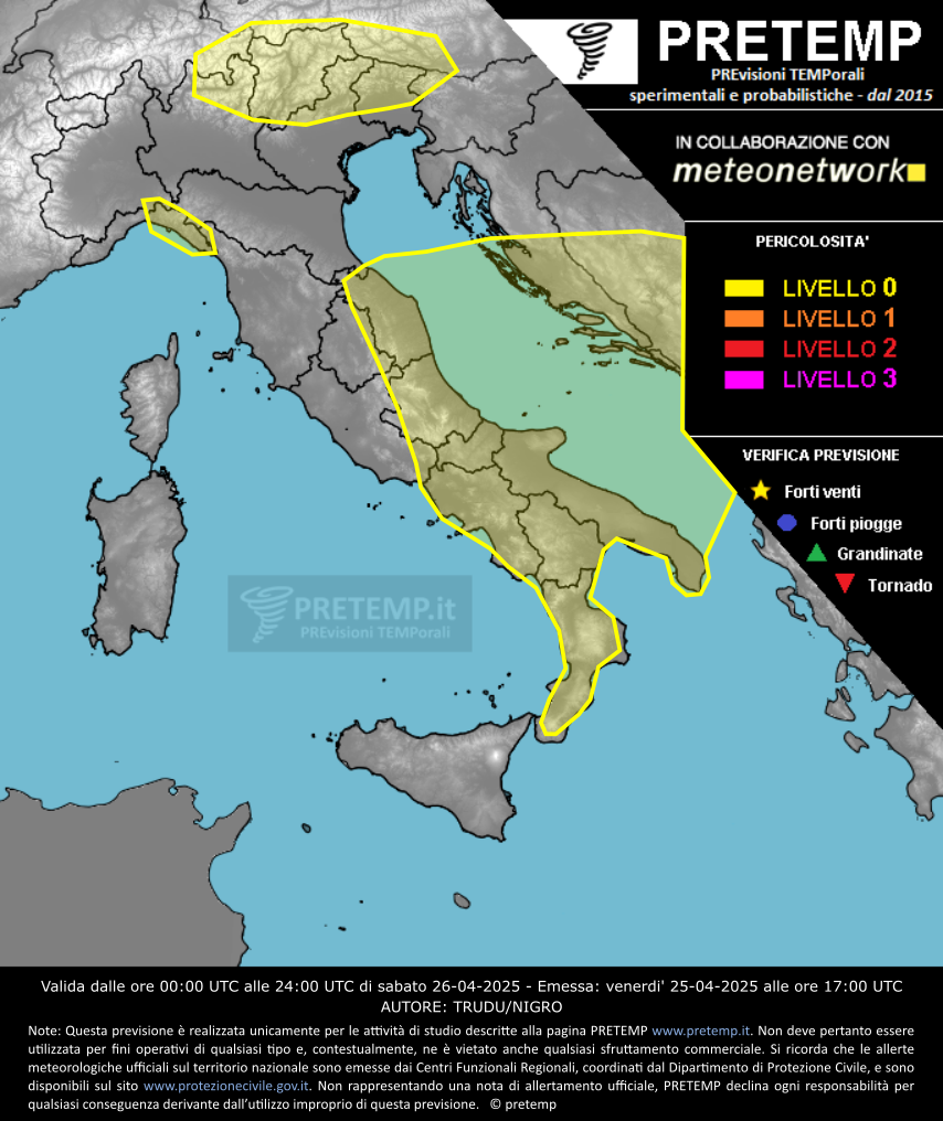 Mappa previsione del 26 aprile 2025