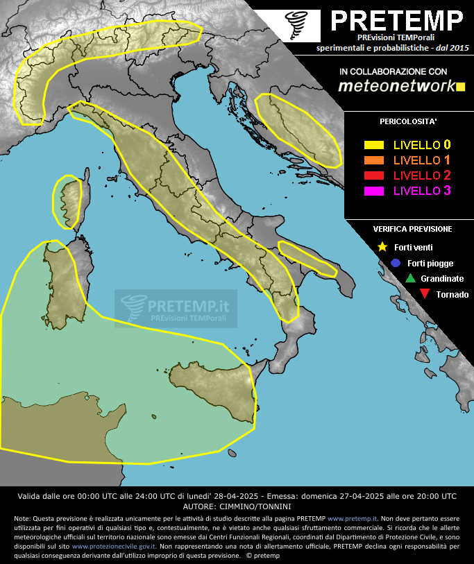 Mappa previsione del 28 aprile 2025