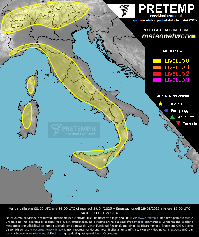 Mappa previsione del 29 aprile 2025