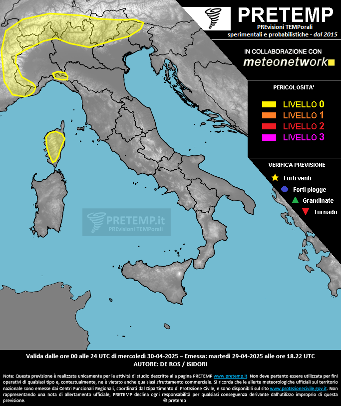 Mappa previsione del 30 aprile 2025