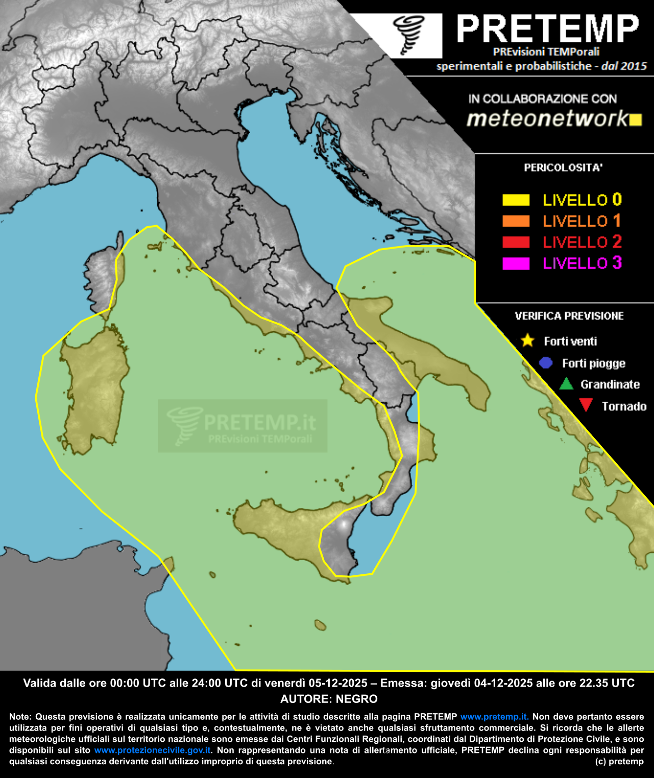 Mappa previsione del 05 dicembre 2025