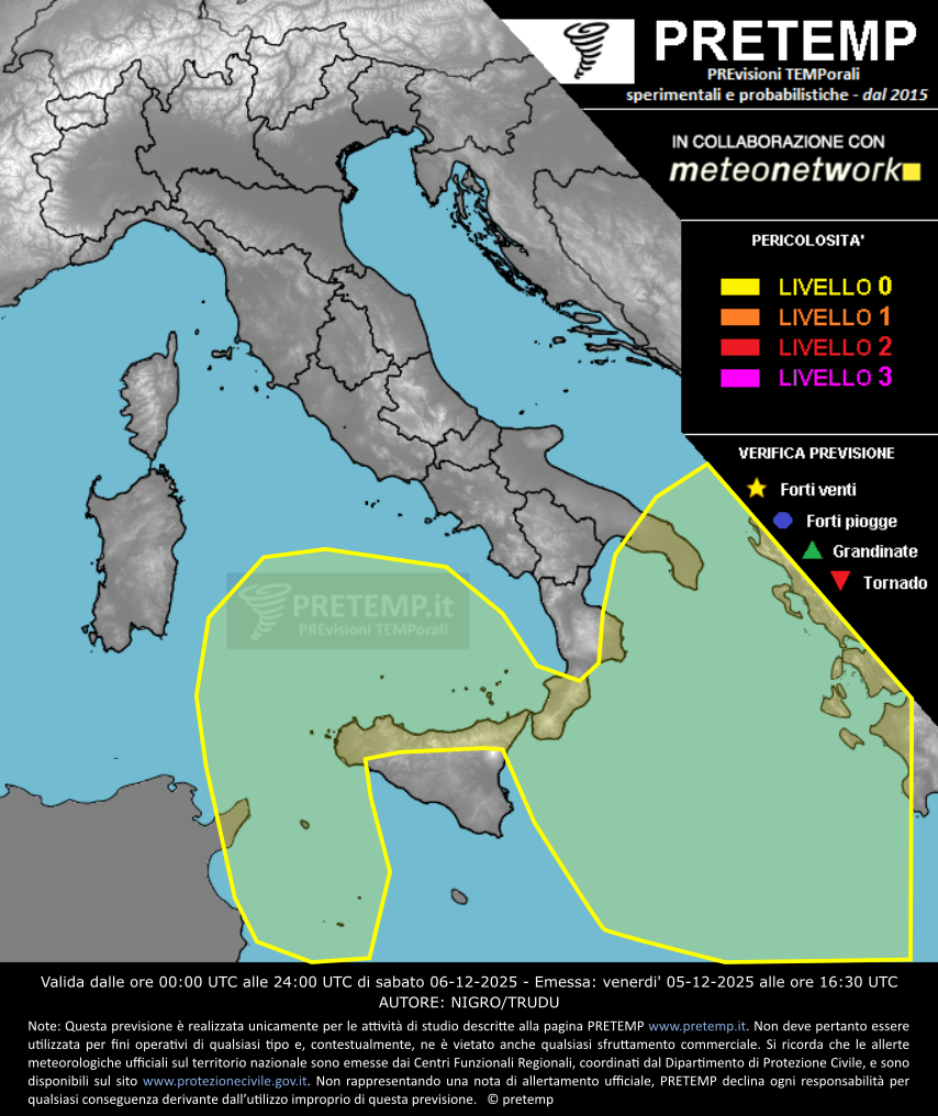 Mappa previsione del 06 dicembre 2025