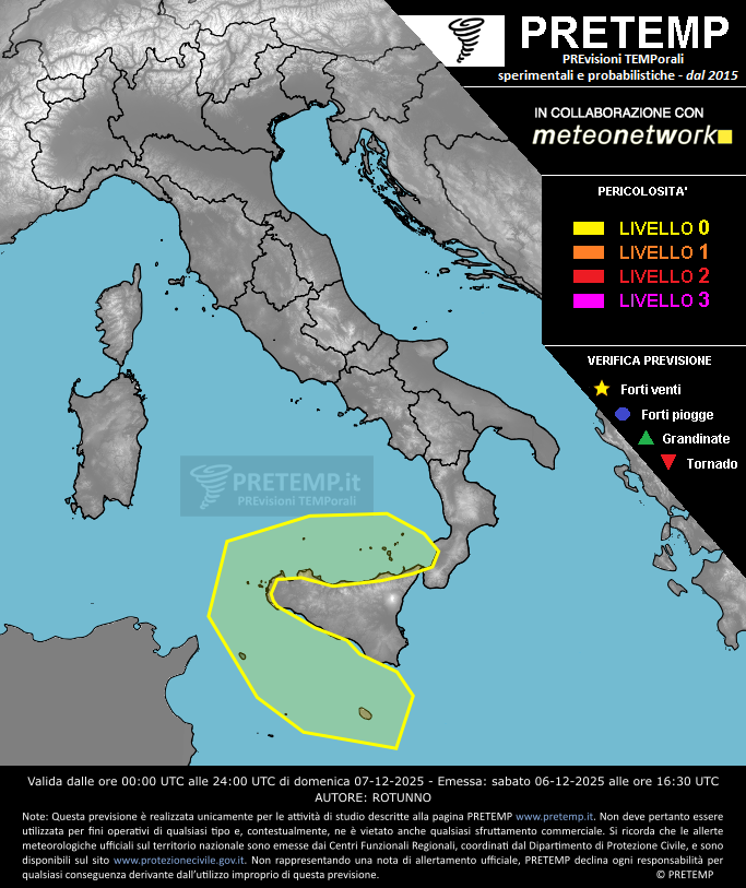 Mappa previsione del 07 dicembre 2025