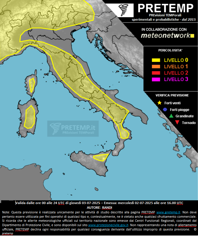 Mappa previsione del 03 luglio 2025