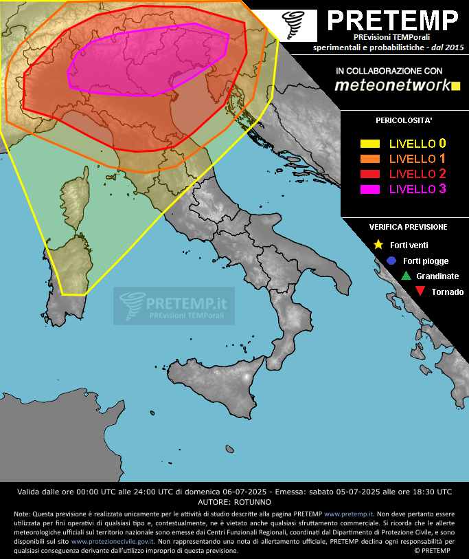 Mappa previsione del 06 luglio 2025