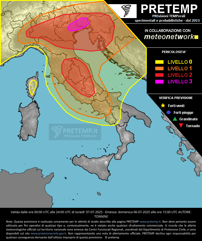 Mappa previsione del 07 luglio 2025