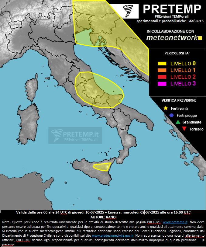 Mappa previsione del 10 luglio 2025