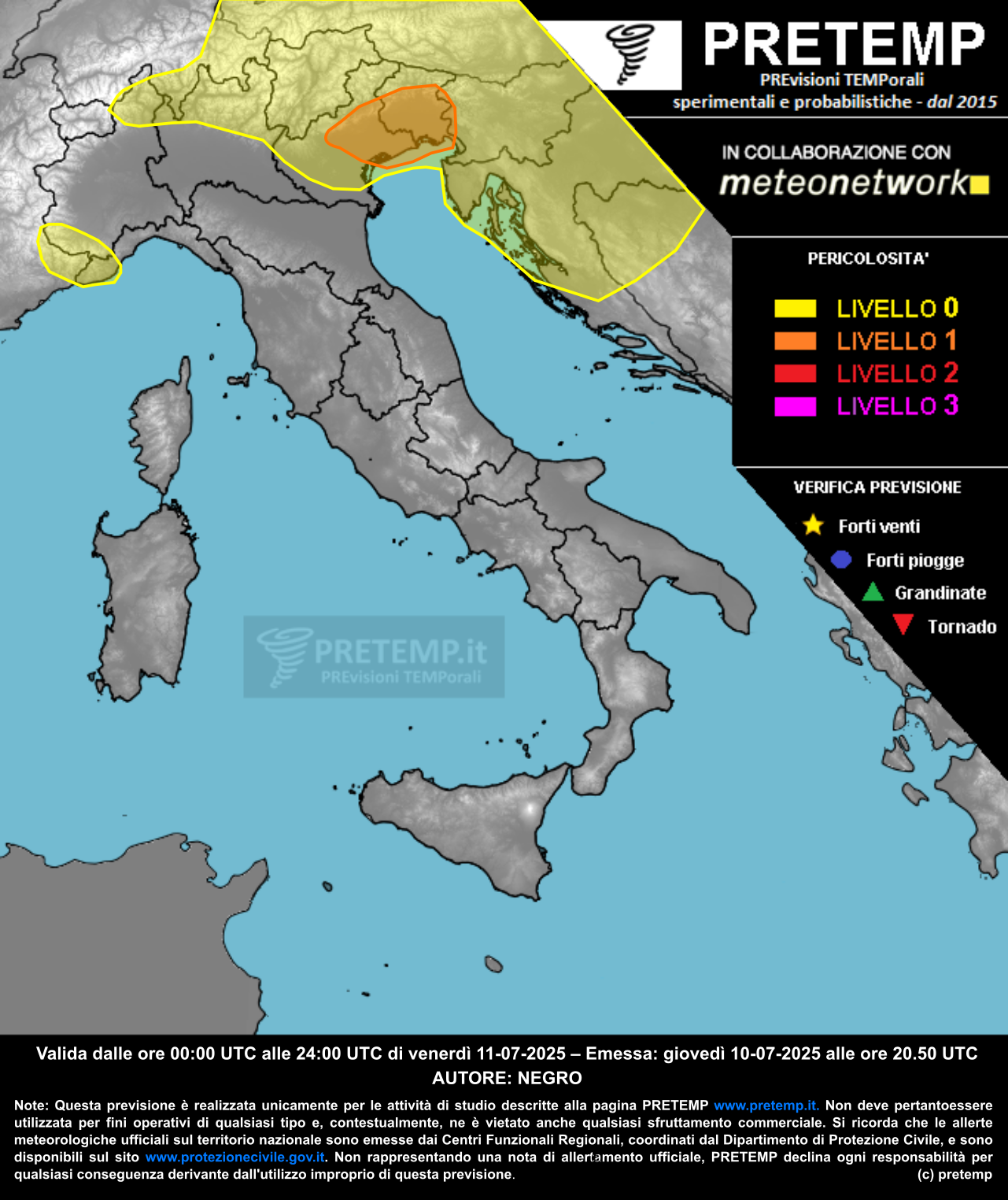 Mappa previsione del 11 luglio 2025