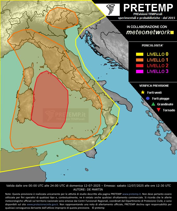 Mappa previsione del 13 luglio 2025