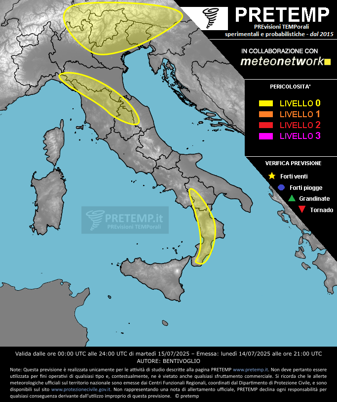 Mappa previsione del 15 luglio 2025