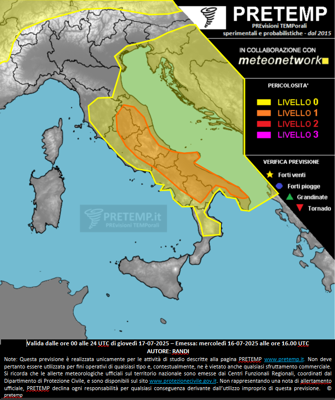 Mappa previsione del 17 luglio 2025