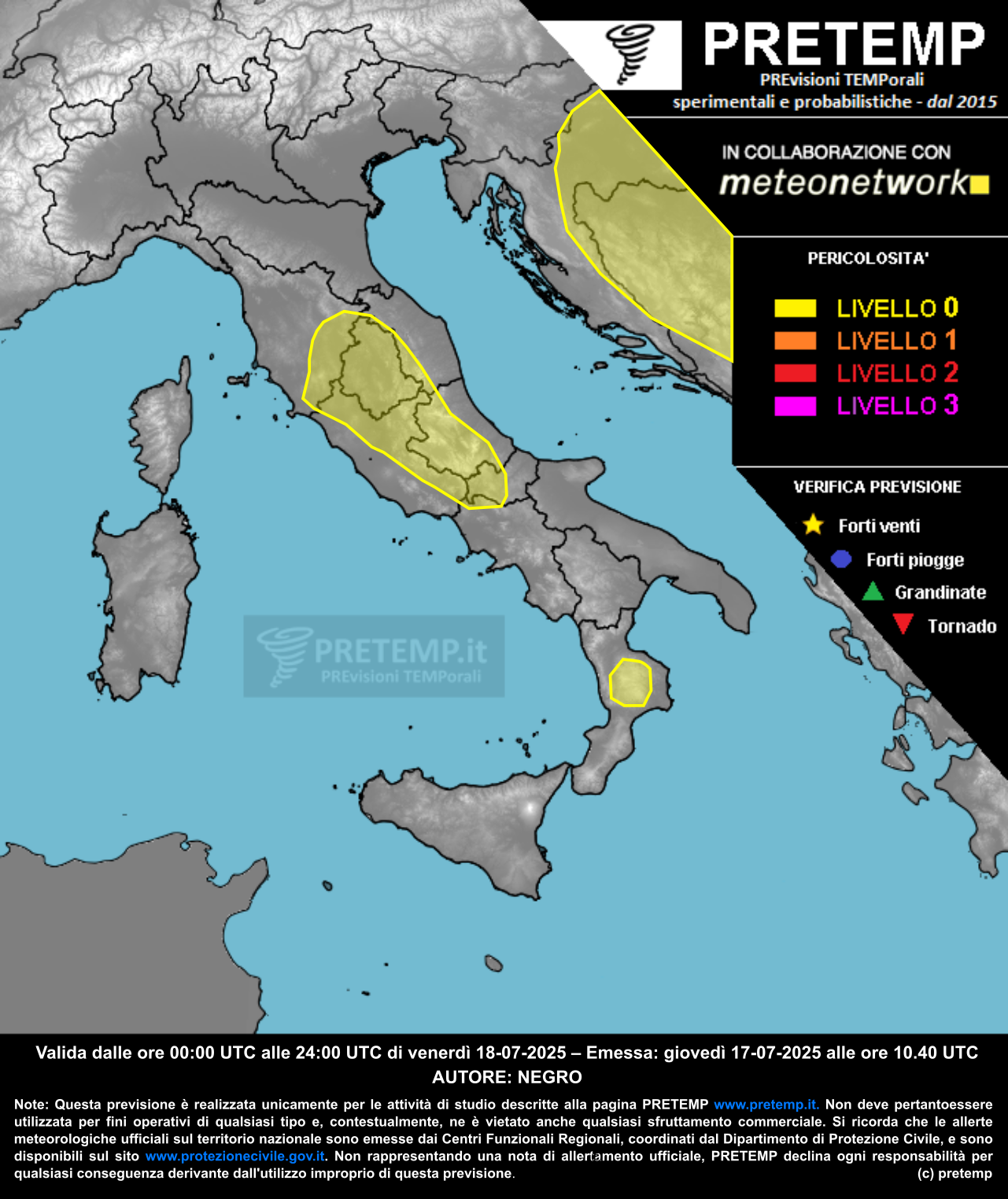 Mappa previsione del 18 luglio 2025