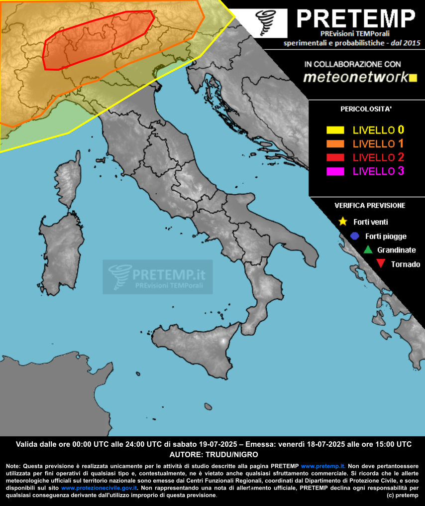 Mappa previsione del 19 luglio 2025