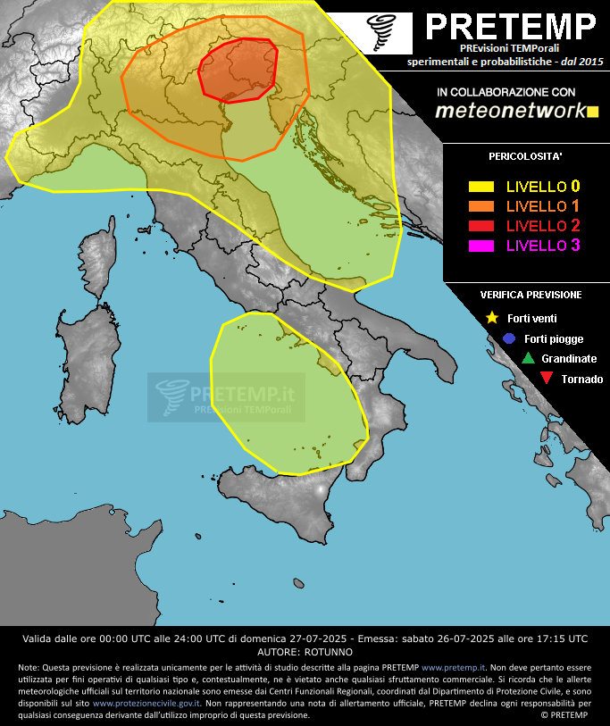 Mappa previsione del 27 luglio 2025