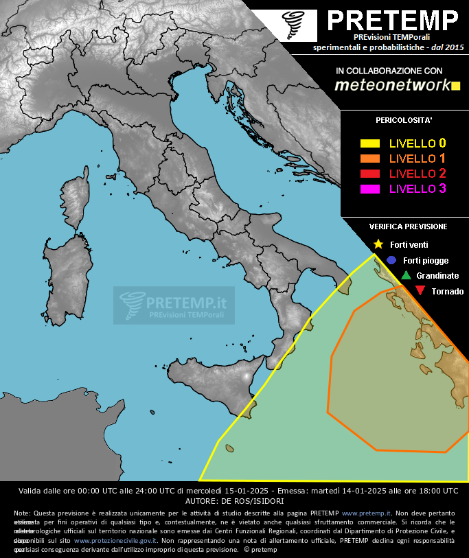 Mappa previsione del 15 gennaio 2025