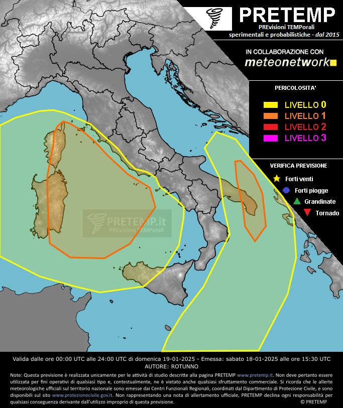 Mappa previsione del 19 gennaio 2025