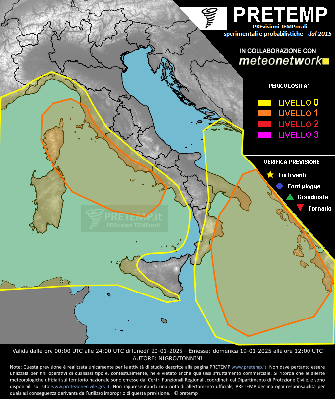 Mappa previsione del 20 gennaio 2025