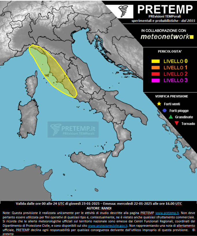 Mappa previsione del 23 gennaio 2025