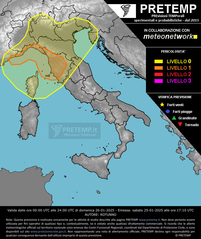 Mappa previsione del 26 gennaio 2025