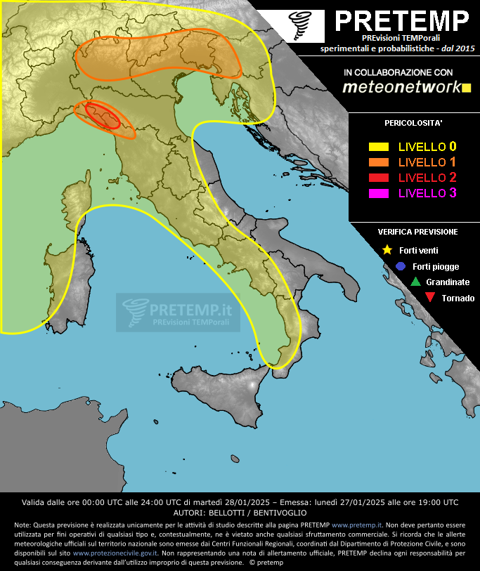 Mappa previsione del 28 gennaio 2025