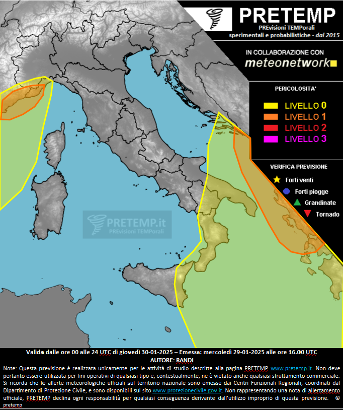 Mappa previsione del 30 gennaio 2025