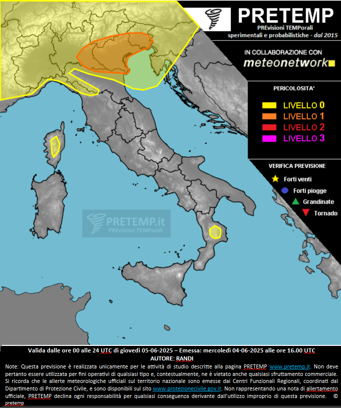 Mappa previsione del 05 giugno 2025