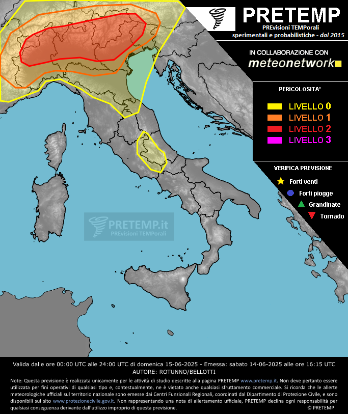 Mappa previsione del 15 giugno 2025