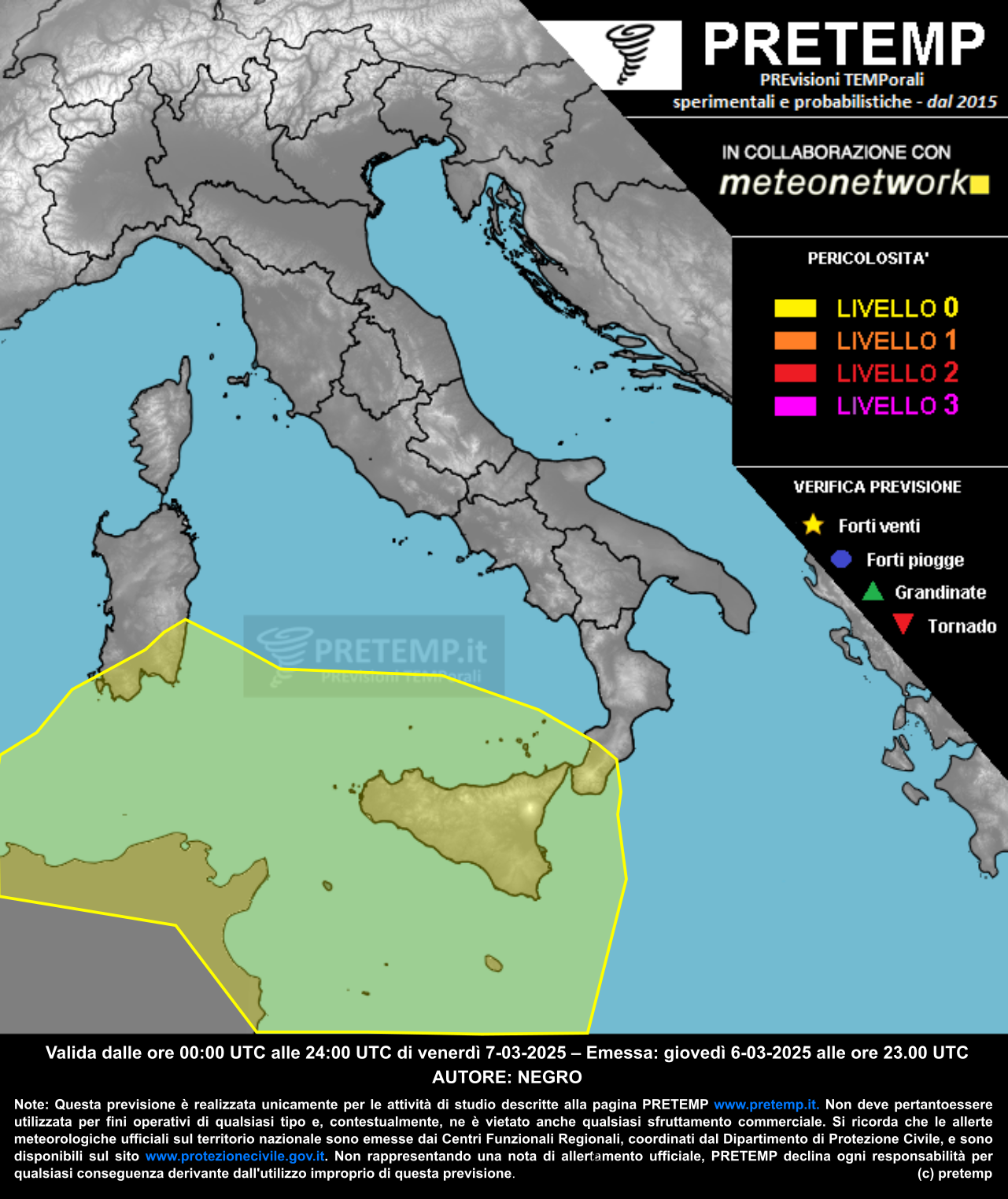 Mappa previsione del 07 marzo 2025