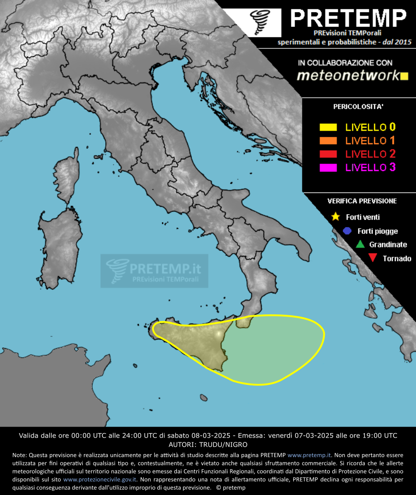 Mappa previsione del 08 marzo 2025