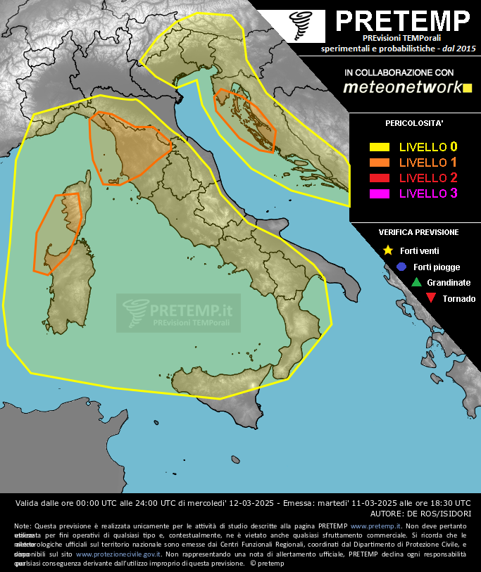 Mappa previsione del 12 marzo 2025