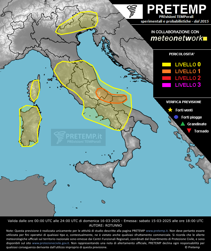 Mappa previsione del 16 marzo 2025