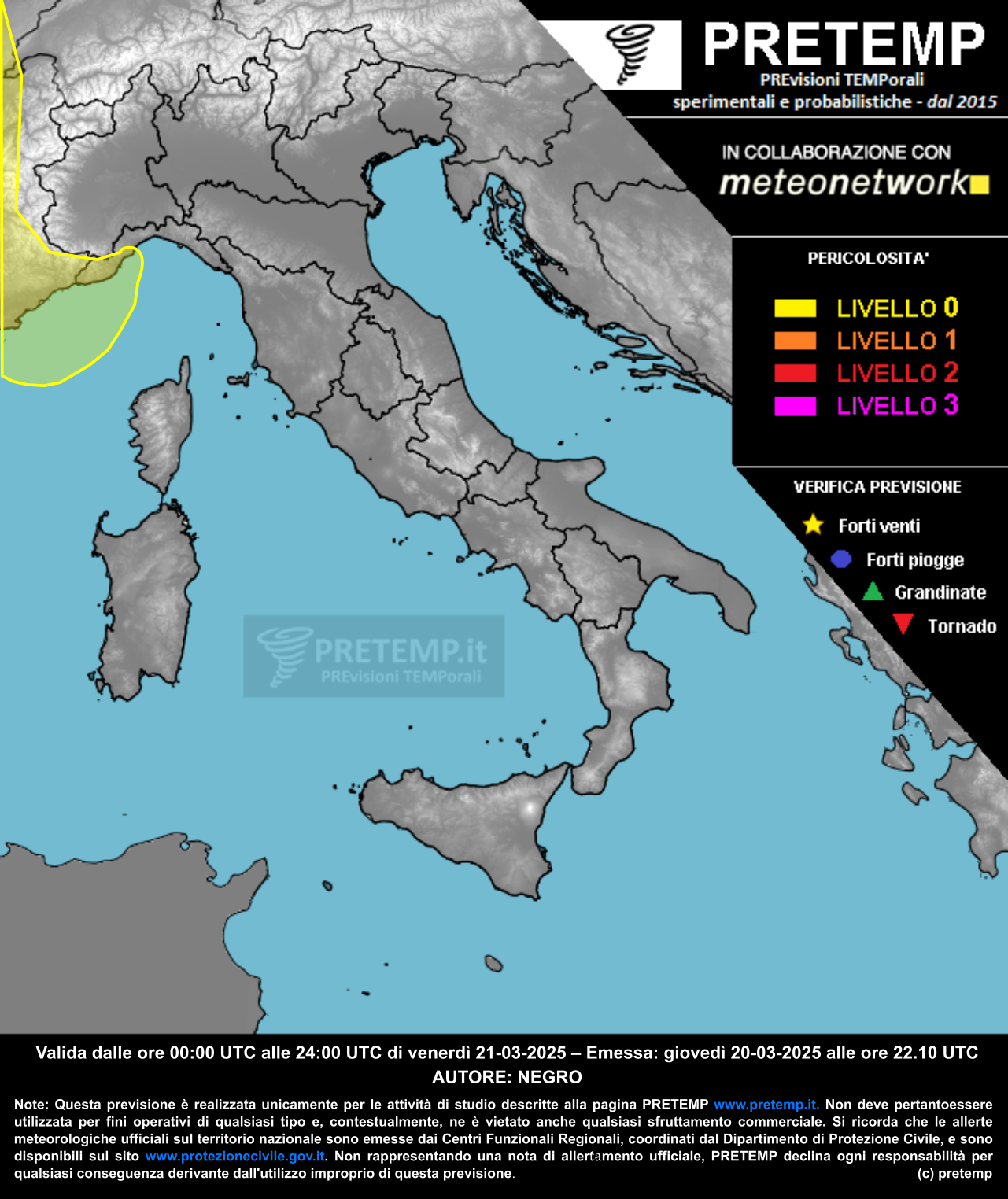 Mappa previsione del 21 marzo 2025