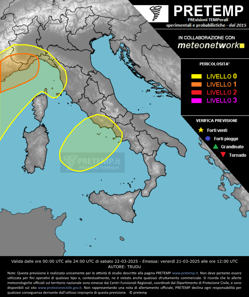 Mappa previsione del 22 marzo 2025