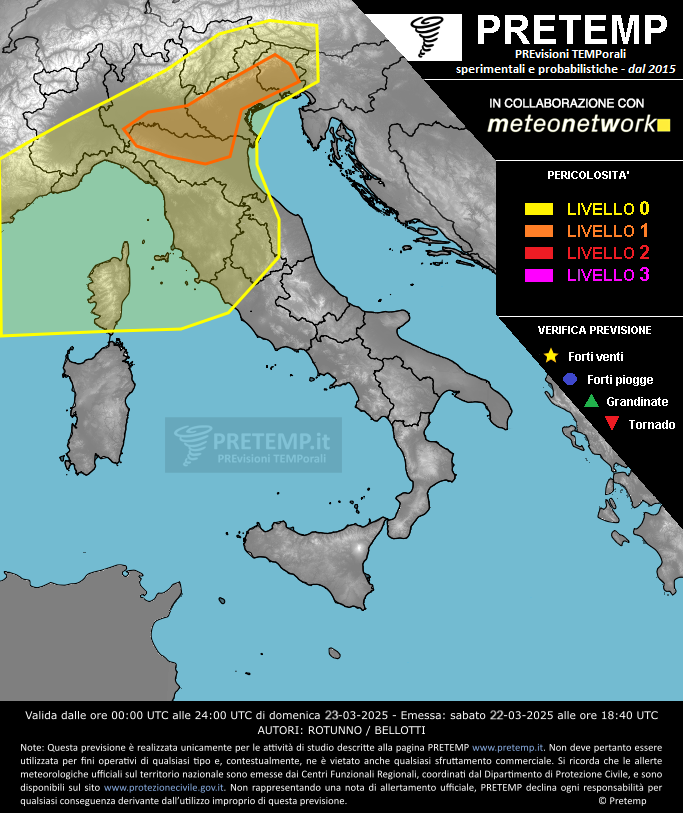 Mappa previsione del 23 marzo 2025
