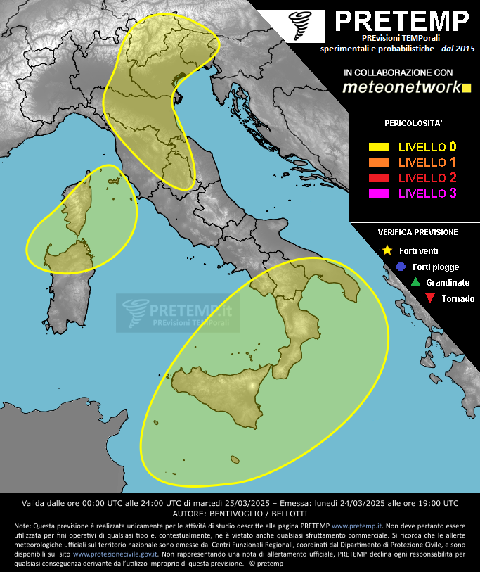 Mappa previsione del 25 marzo 2025
