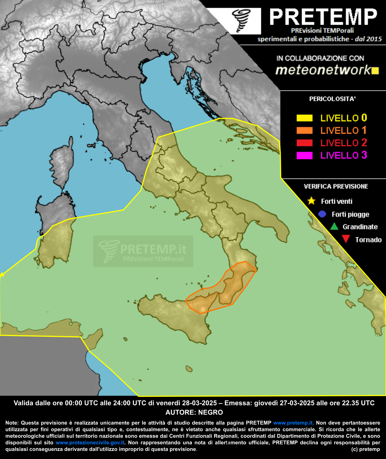 Mappa previsione del 28 marzo 2025