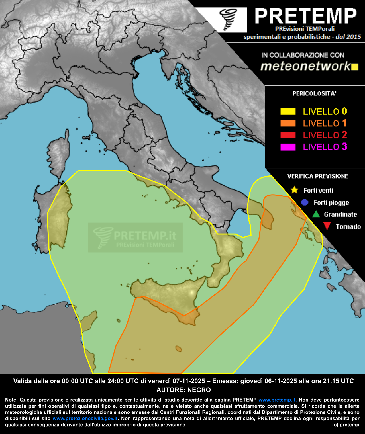 Mappa previsione del 07 novembre 2025