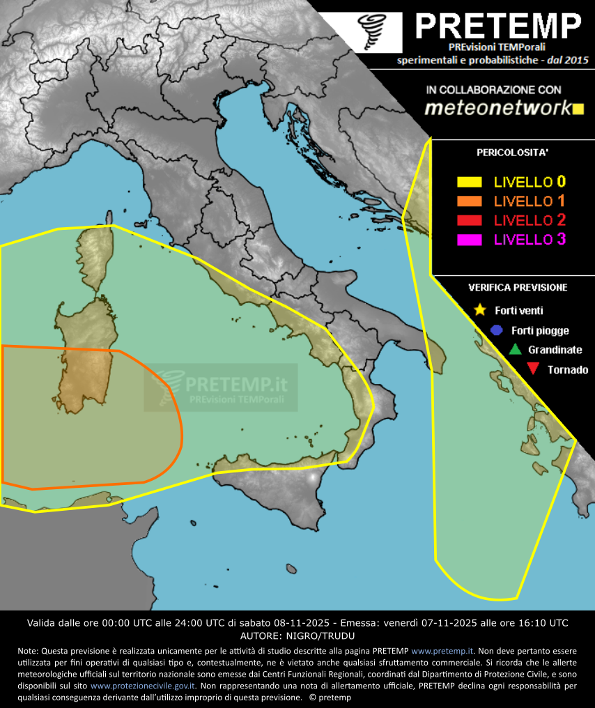 Mappa previsione del 08 novembre 2025