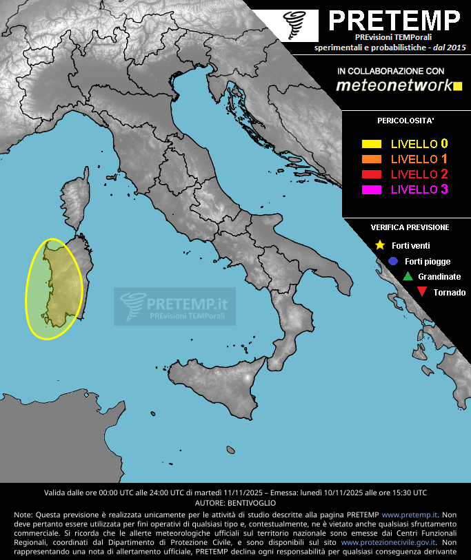 Mappa previsione del 11 novembre 2025