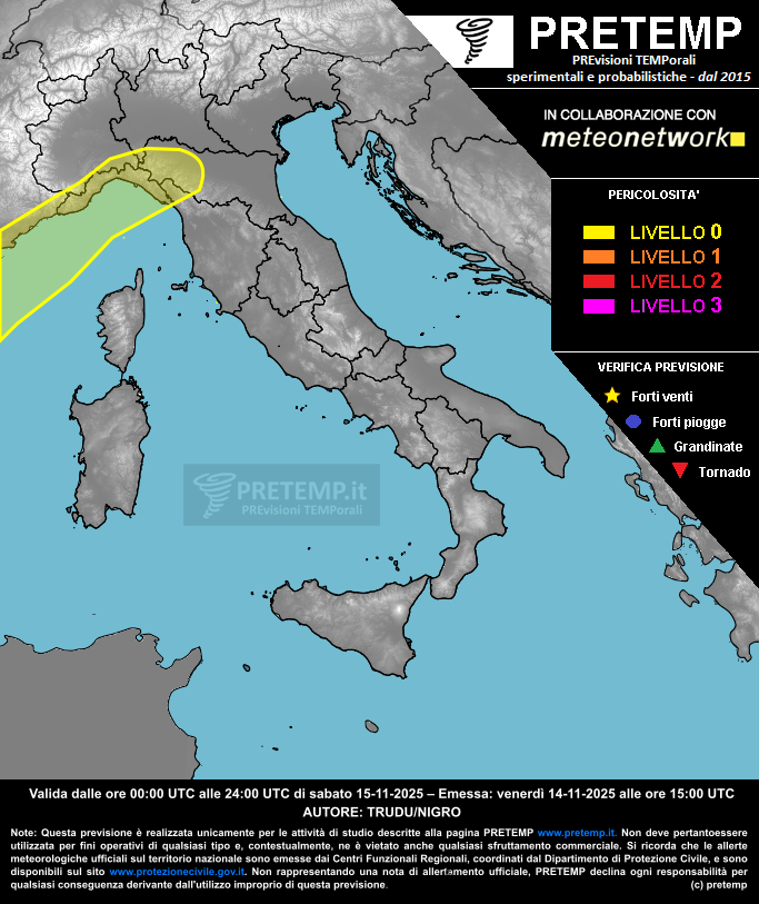 Mappa previsione del 15 novembre 2025
