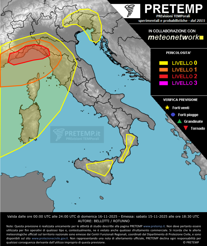Mappa previsione del 16 novembre 2025