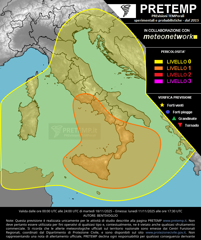Mappa previsione del 18 novembre 2025